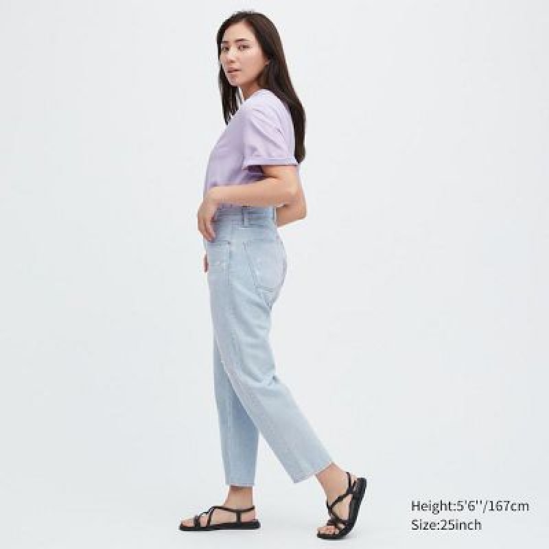 Blue Uniqlo Boyfriend Tapered Women Jeans | 3273928