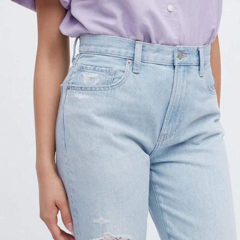 Blue Uniqlo Boyfriend Tapered Women Jeans | 3273928