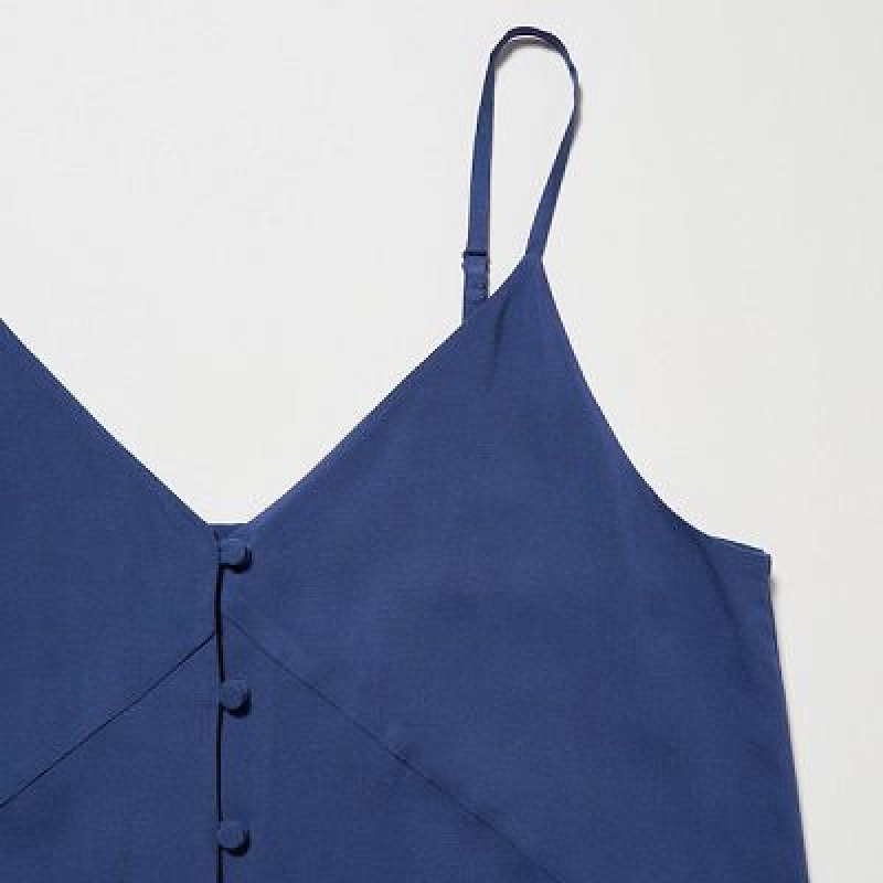 Blue Uniqlo Button Down Camisole Flare Women Dress | 3823623