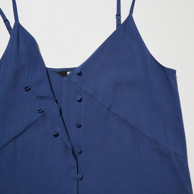 Blue Uniqlo Button Down Camisole Flare Women Dress | 3823623