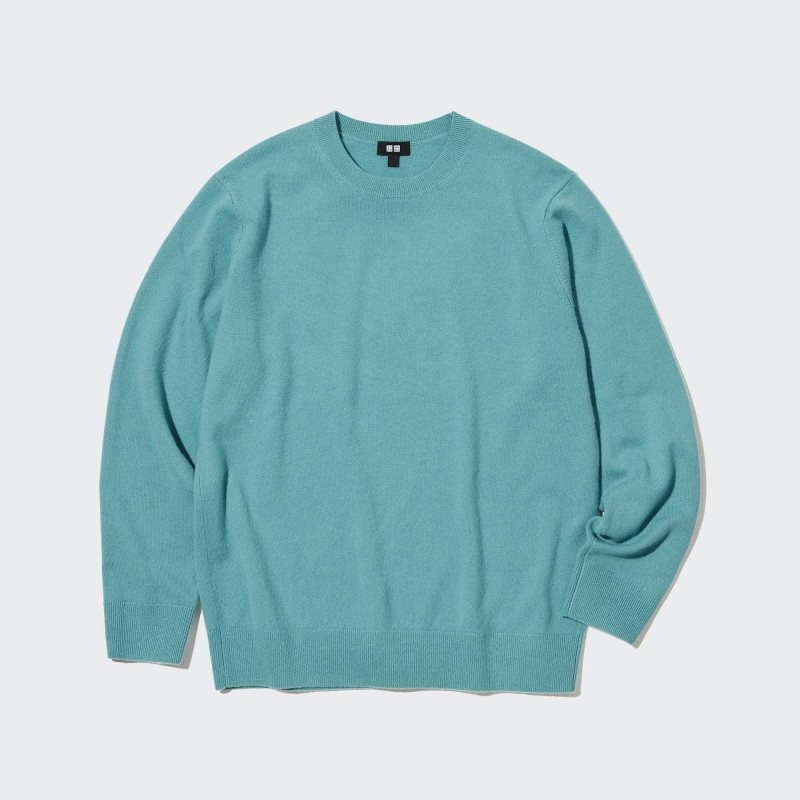 Blue Uniqlo Cashmere Crew Neck Long-sleeve Men Sweaters | 1788893
