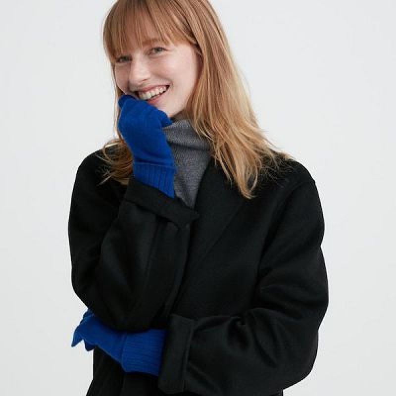 Blue Uniqlo Cashmere Knitted Women Gloves | 3409294