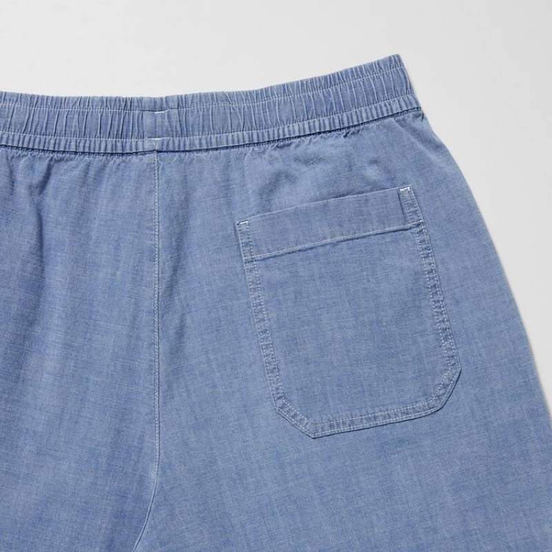 Blue Uniqlo Chambray Stretch Easy Men Shorts | 2783487