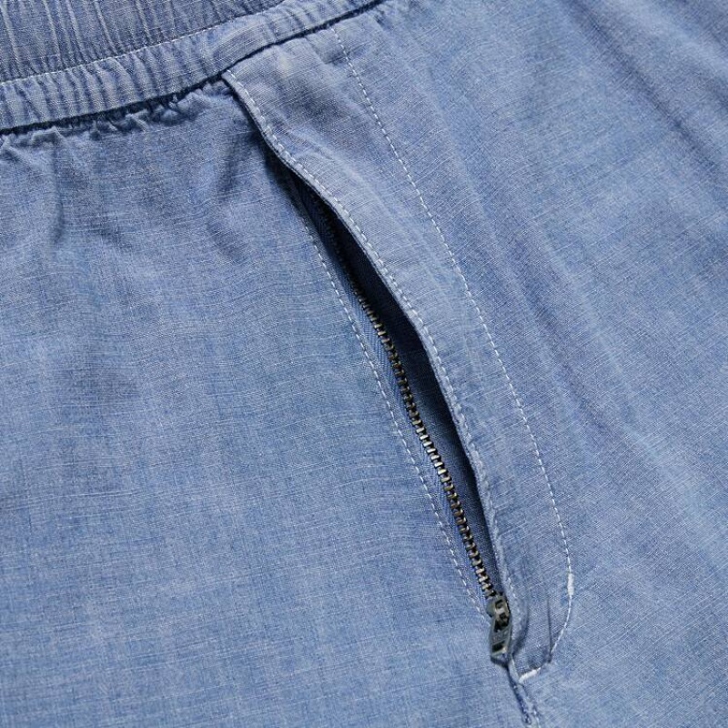 Blue Uniqlo Chambray Stretch Easy Men Shorts | 2783487