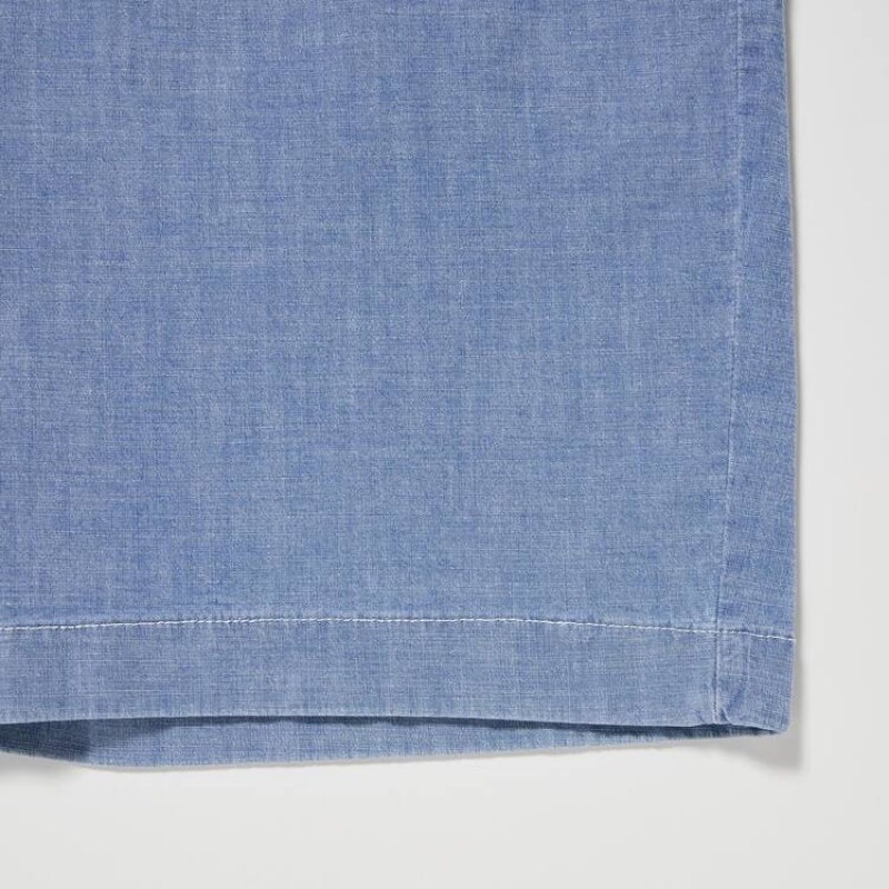 Blue Uniqlo Chambray Stretch Easy Men Shorts | 2783487