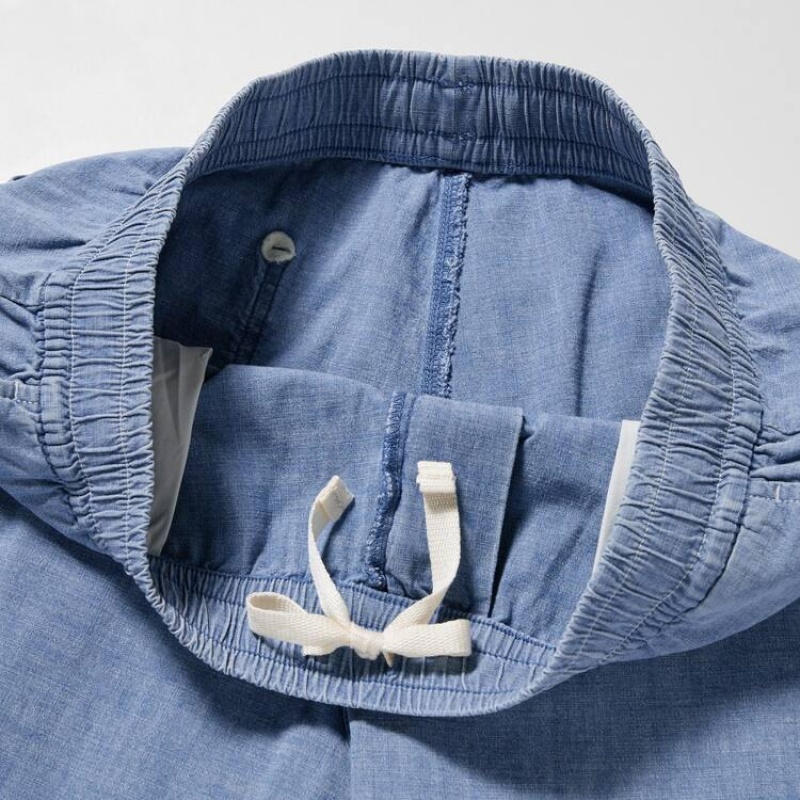 Blue Uniqlo Chambray Stretch Easy Men Shorts | 2783487