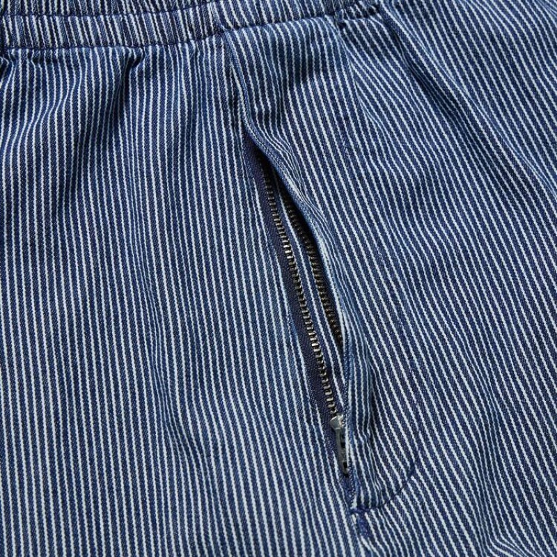 Blue Uniqlo Cotton Hickory Relaxed Fit Ankle Length Men Pants | 7573634
