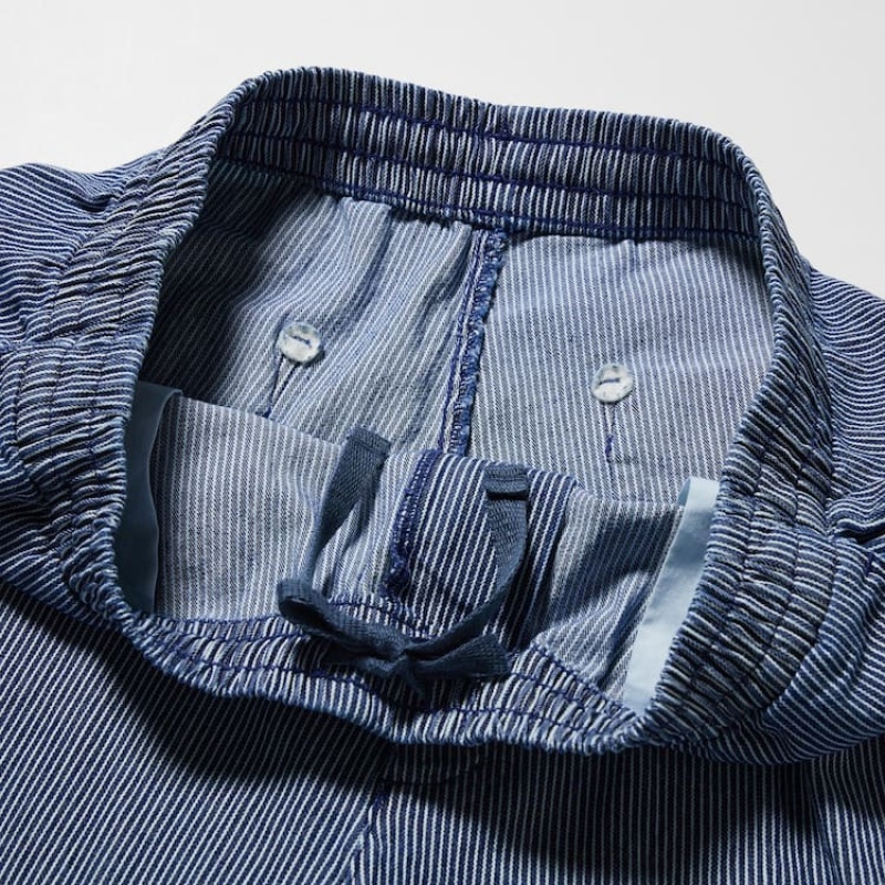 Blue Uniqlo Cotton Hickory Relaxed Fit Ankle Length Men Pants | 7573634