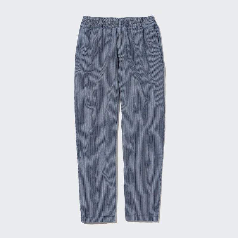Blue Uniqlo Cotton Relaxed Ankle Women Pants | 8101517