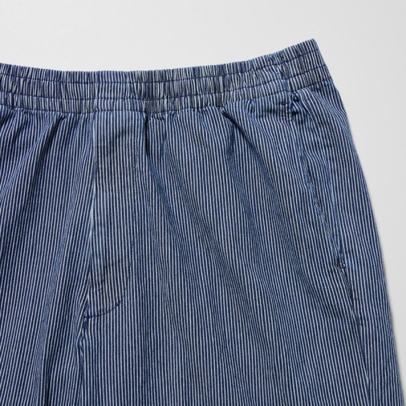 Blue Uniqlo Cotton Relaxed Ankle Women Pants | 8101517