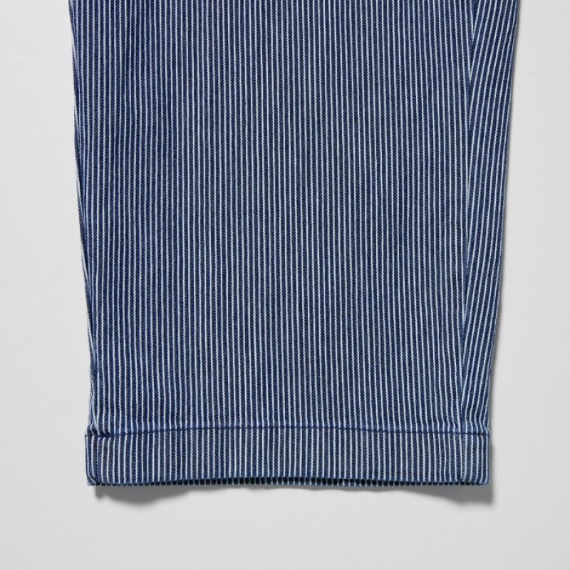 Blue Uniqlo Cotton Relaxed Ankle Women Pants | 8101517
