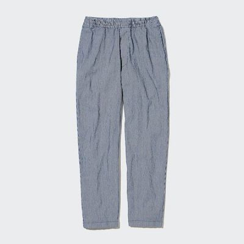Blue Uniqlo Cotton Relaxed Ankle Women Pants | 5336677