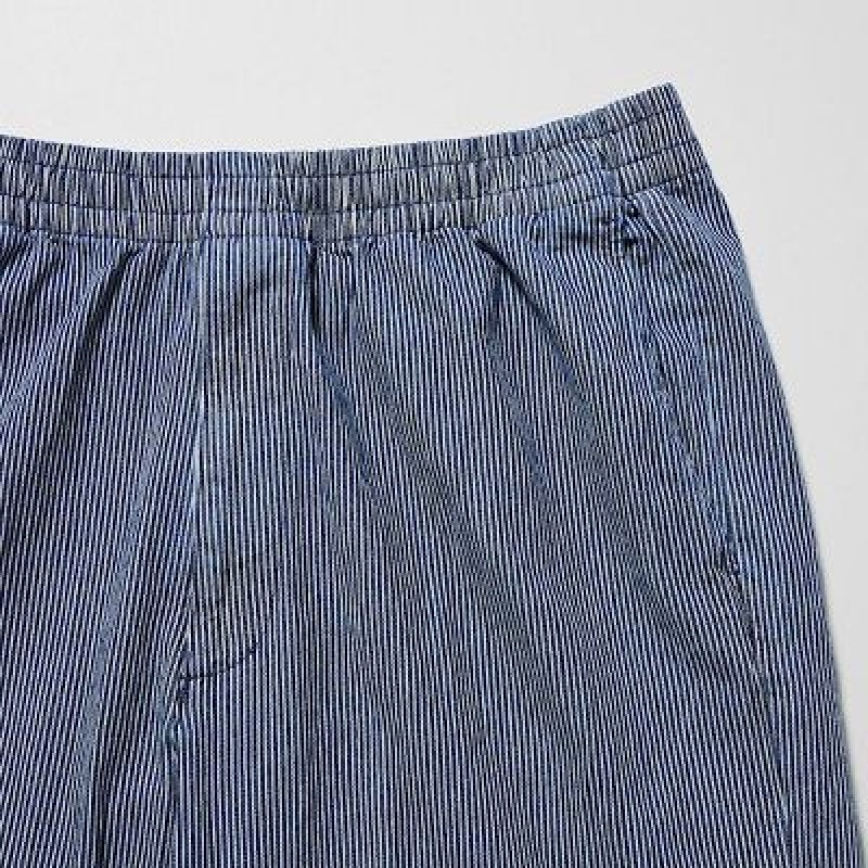 Blue Uniqlo Cotton Relaxed Ankle Women Pants | 5336677
