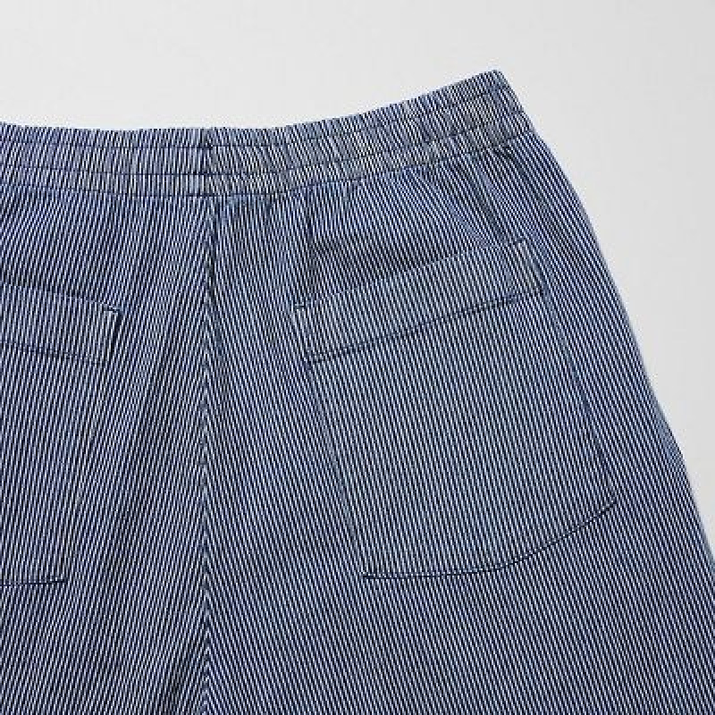 Blue Uniqlo Cotton Relaxed Ankle Women Pants | 5336677