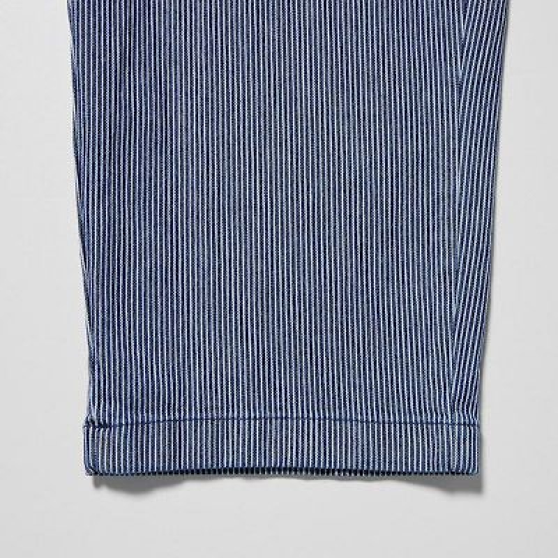 Blue Uniqlo Cotton Relaxed Ankle Women Pants | 5336677