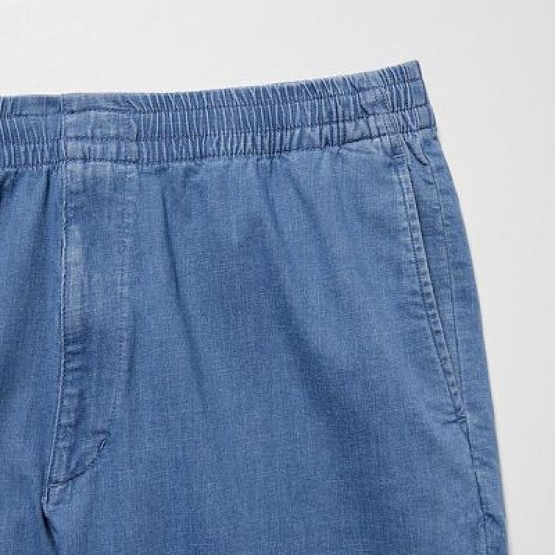 Blue Uniqlo Cotton Relaxed Ankle Women Pants | 4216800
