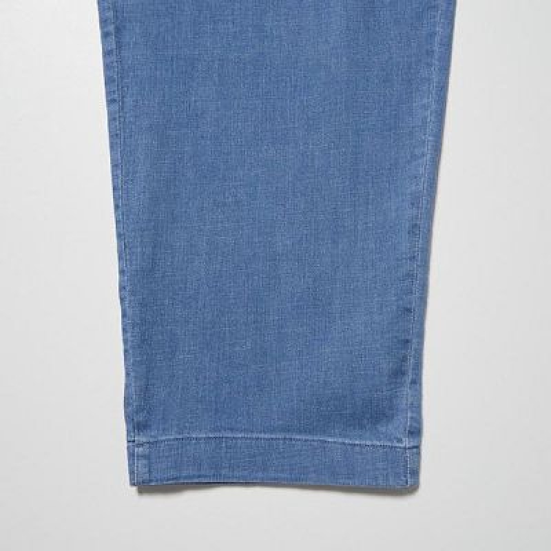 Blue Uniqlo Cotton Relaxed Ankle Women Pants | 4216800