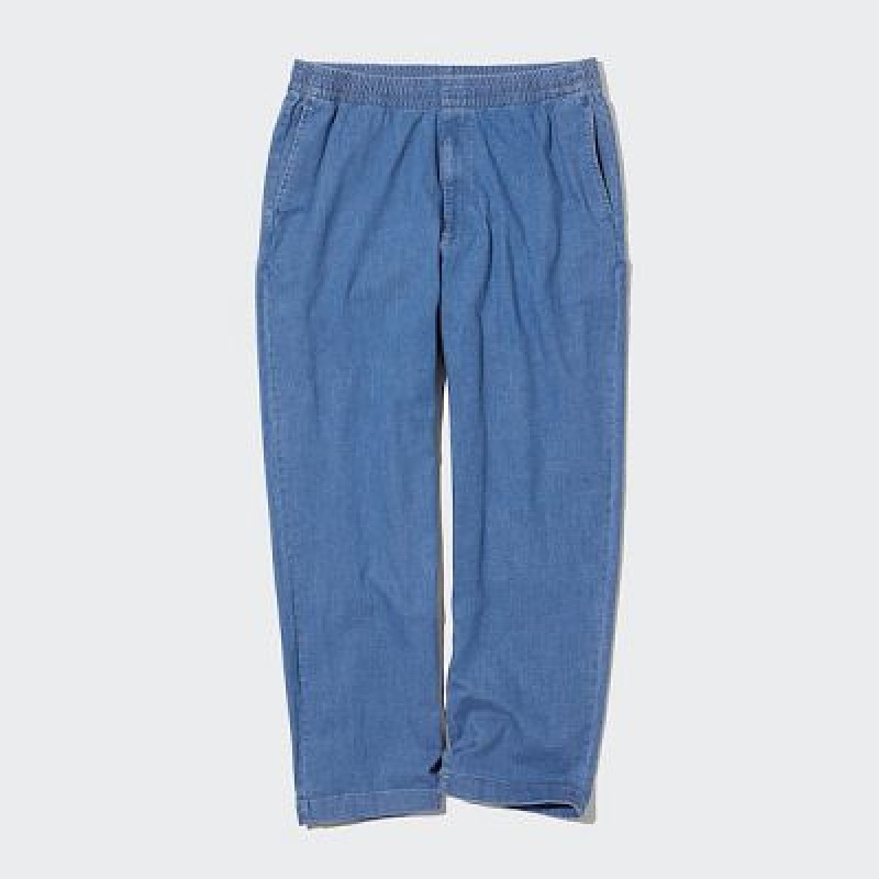 Blue Uniqlo Cotton Relaxed Ankle Women Pants | 8378261