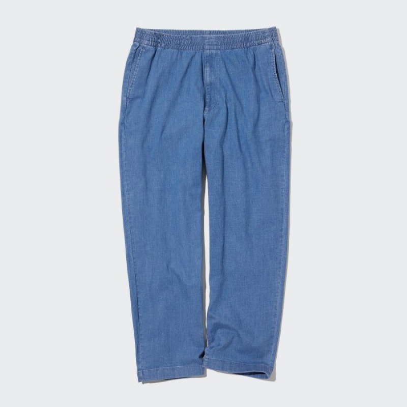 Blue Uniqlo Cotton Relaxed Ankle Women Pants | 3542732