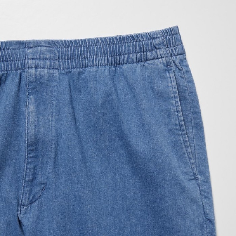 Blue Uniqlo Cotton Relaxed Ankle Women Pants | 3542732