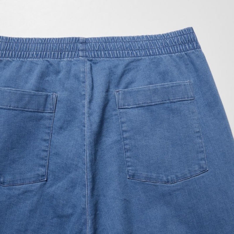 Blue Uniqlo Cotton Relaxed Ankle Women Pants | 3542732
