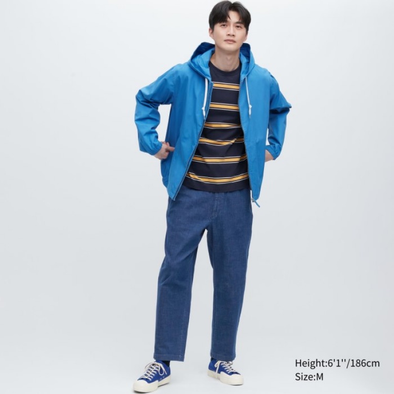 Blue Uniqlo Cotton Relaxed Ankle Women Pants | 3542732