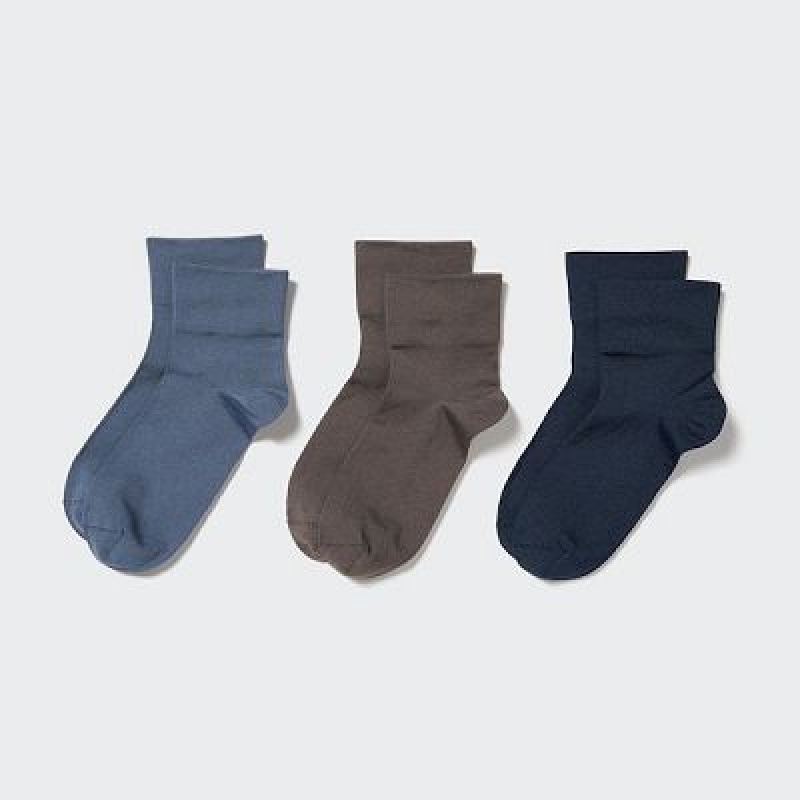 Blue Uniqlo Crew Tapered (3 Pairs) Women Socks | 3270786