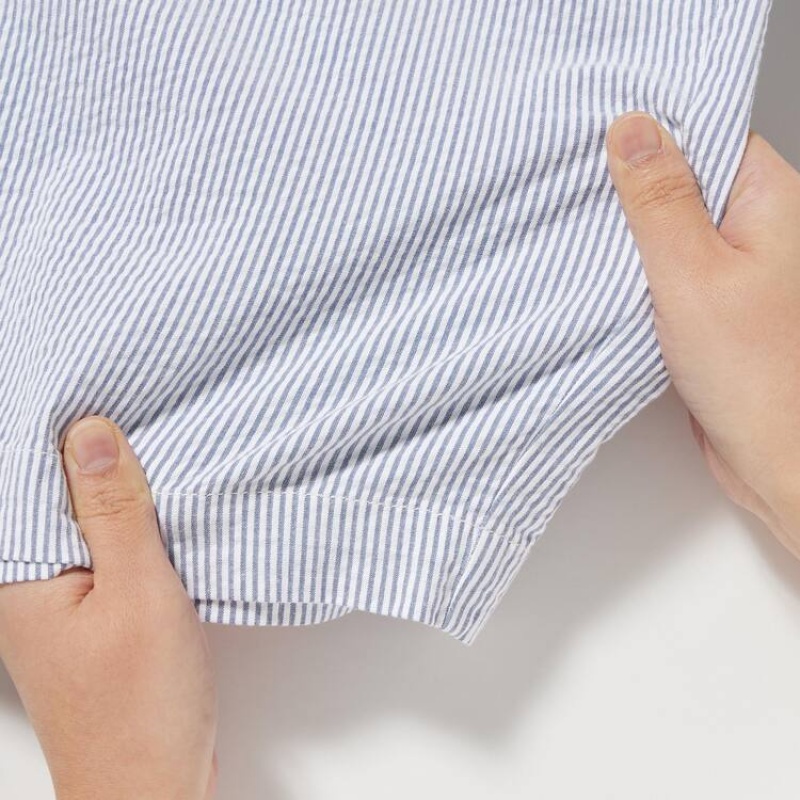 Blue Uniqlo Dry Stretch Seersucker Easy Men Shorts | 8297848