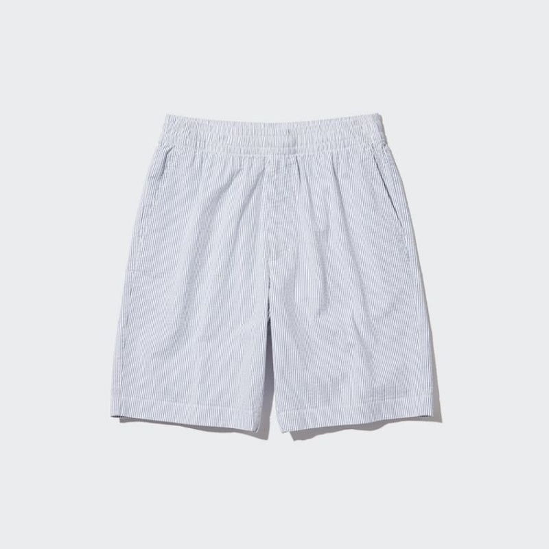 Blue Uniqlo Dry Stretch Seersucker Easy Men Shorts | 8297848