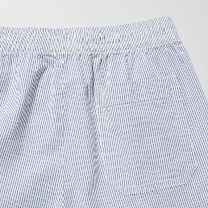 Blue Uniqlo Dry Stretch Seersucker Easy Men Shorts | 8297848