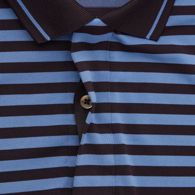 Blue Uniqlo Dry-ex Short-sleeve Striped Adam Scott Men Polo Shirts | 226808