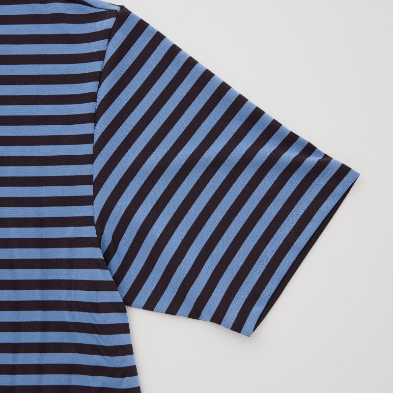 Blue Uniqlo Dry-ex Short-sleeve Striped Adam Scott Men Polo Shirts | 226808
