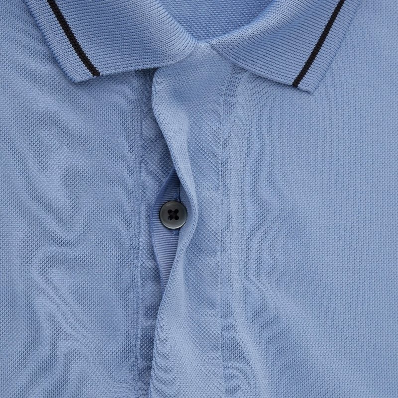 Blue Uniqlo Dry-ex Short-sleeve Striped Collar Adam Scott Men Polo Shirts | 4819013