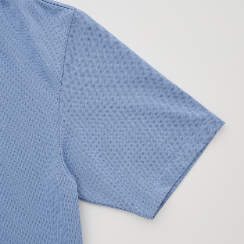 Blue Uniqlo Dry-ex Short-sleeve Striped Collar Adam Scott Men Polo Shirts | 4819013