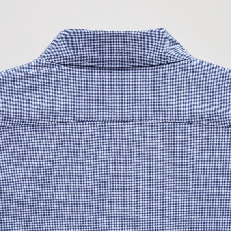 Blue Uniqlo Easy Care Checked Stretch Slim-fit Long-sleeve Men Shirts | 9599259