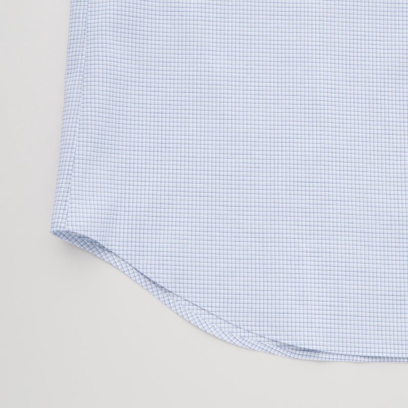 Blue Uniqlo Easy Care Checked Stretch Slim-fit Long-sleeve Men Shirts | 9856506