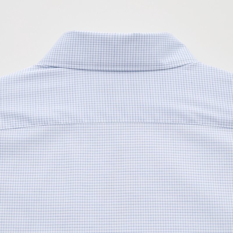 Blue Uniqlo Easy Care Checked Stretch Slim-fit Long-sleeve Men Shirts | 9856506