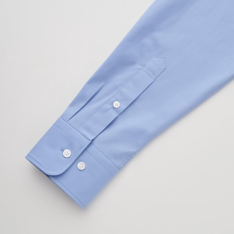 Blue Uniqlo Easy Care Stretch Slim Fit Long-sleeve Men Shirts | 3630787