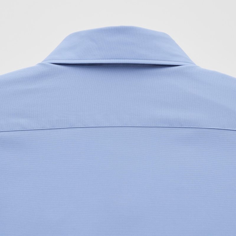 Blue Uniqlo Easy Care Stretch Slim Fit Long-sleeve Men Shirts | 3630787