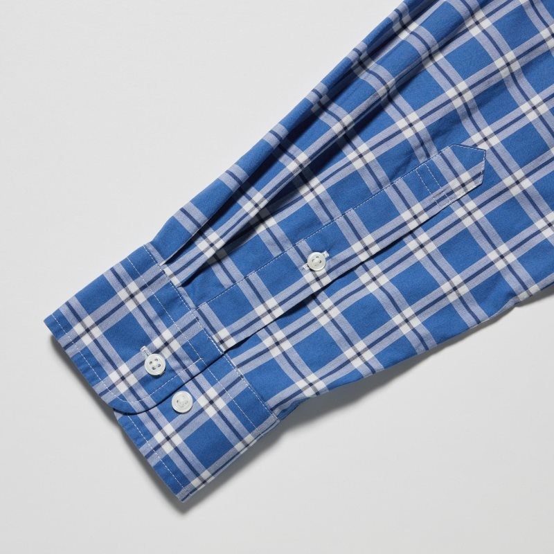 Blue Uniqlo Extra Fine Cotton Broadcloth Long-sleeve Men Shirts | 3973005