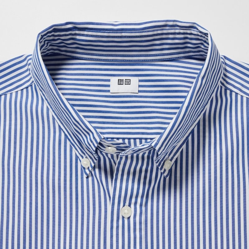 Blue Uniqlo Extra Fine Cotton Broadcloth Striped Long-sleeve Men Shirts | 1285493