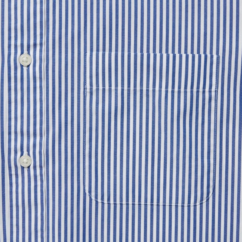 Blue Uniqlo Extra Fine Cotton Broadcloth Striped Long-sleeve Men Shirts | 1285493