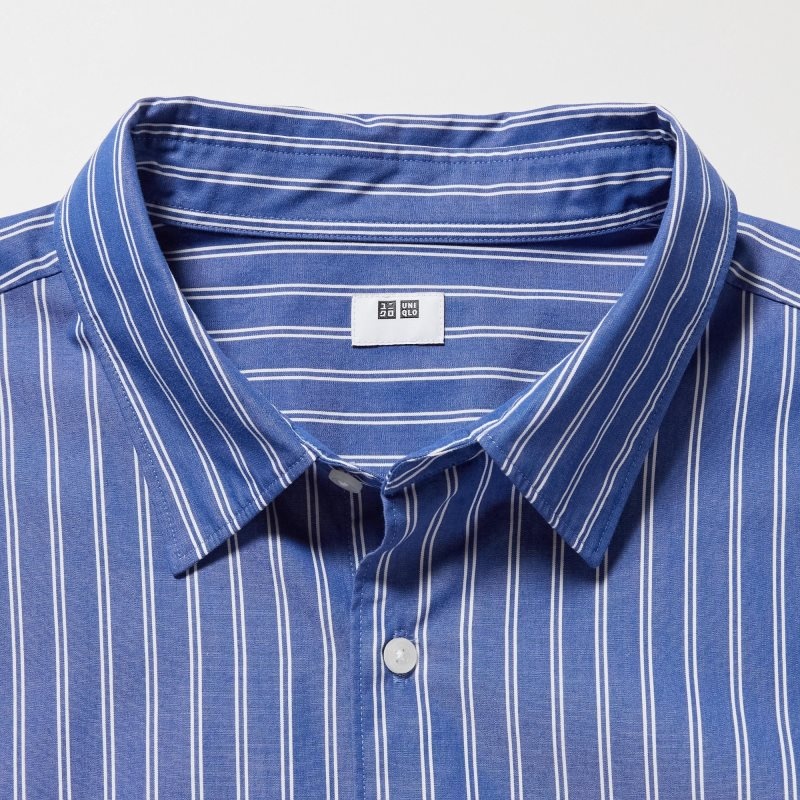 Blue Uniqlo Extra Fine Cotton Broadcloth Long-sleeve Men Shirts | 7130493