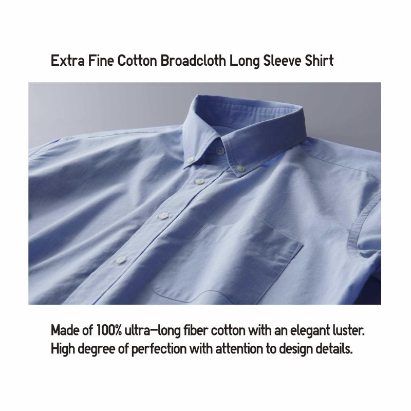 Blue Uniqlo Extra Fine Cotton Broadcloth Striped Long-sleeve Men Shirts | 5781818
