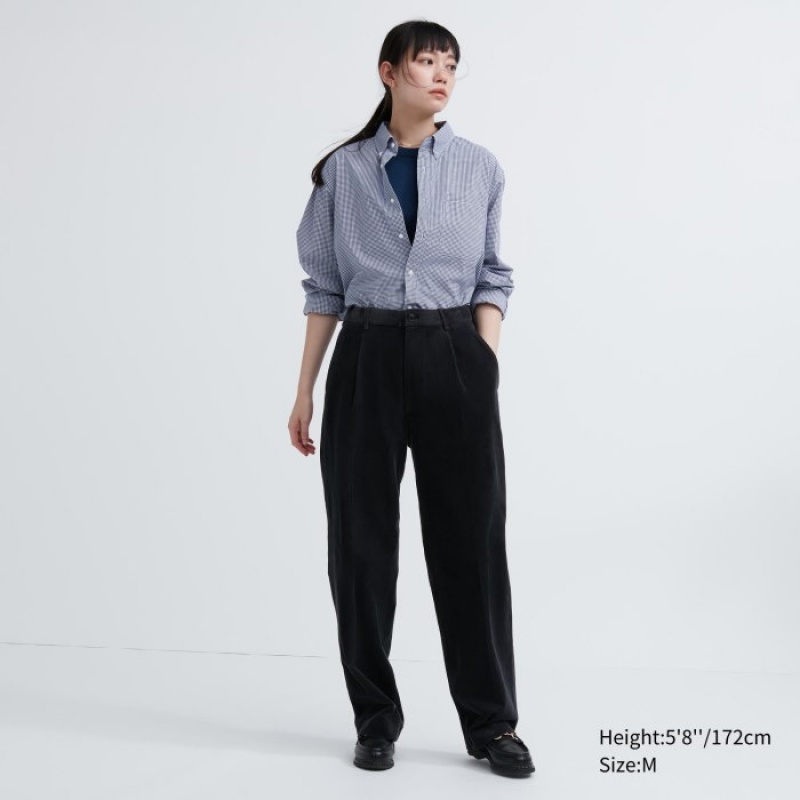 Blue Uniqlo Extra Fine Cotton Broadcloth Checked Casual Women Shirts | 1064491