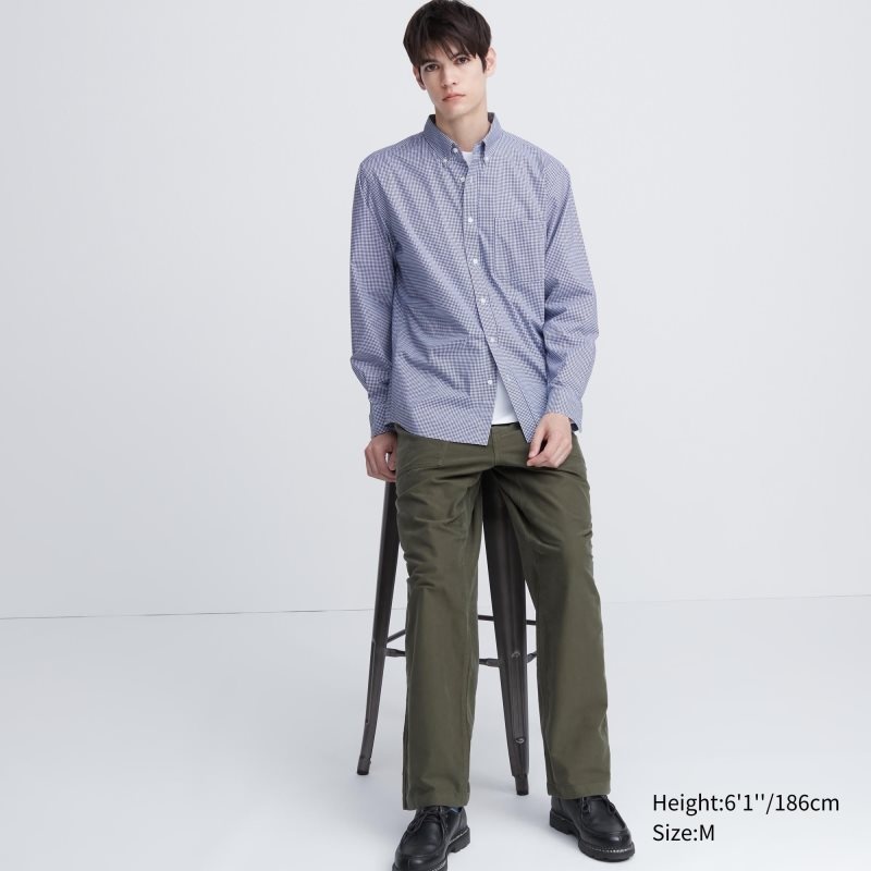 Blue Uniqlo Extra Fine Cotton Broadcloth Long-sleeve Men Shirts | 3776407
