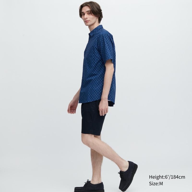 Blue Uniqlo Extra Fine Cotton Short-sleeve Men Shirts | 891921