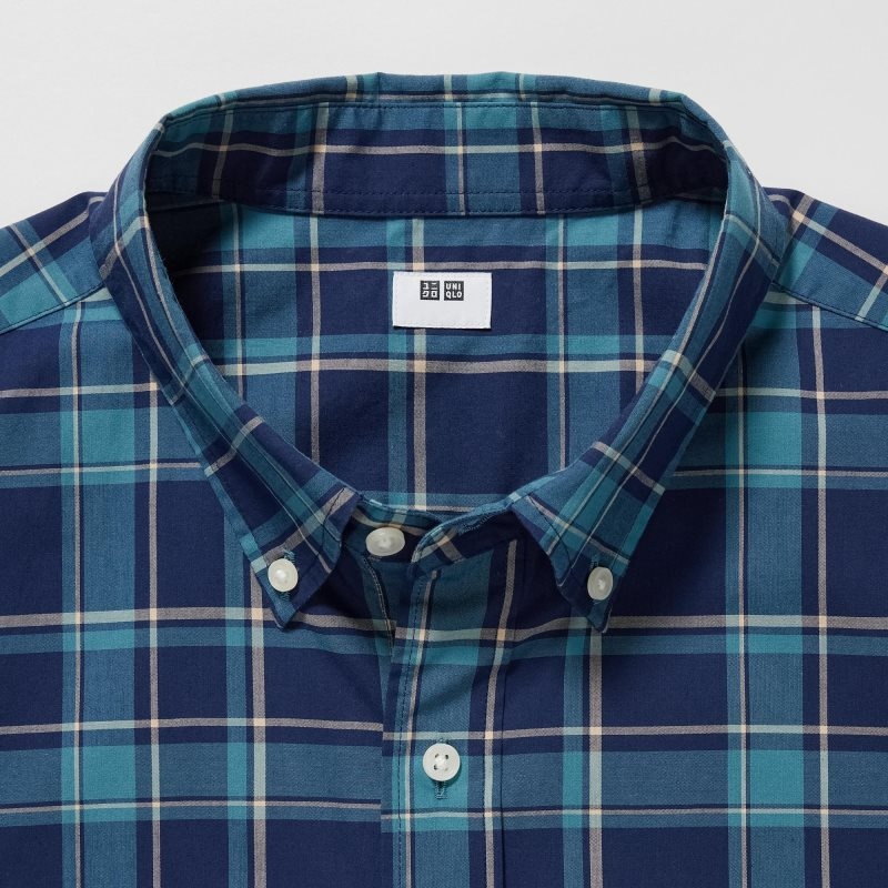 Blue Uniqlo Extra Fine Cotton Short-sleeve Men Shirts | 7450838