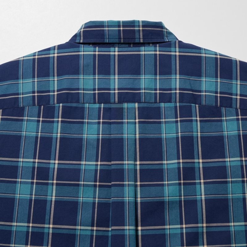 Blue Uniqlo Extra Fine Cotton Short-sleeve Men Shirts | 7450838