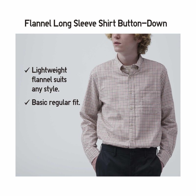 Blue Uniqlo Flannel Checked Long Sleeve Men Shirts | 5525932